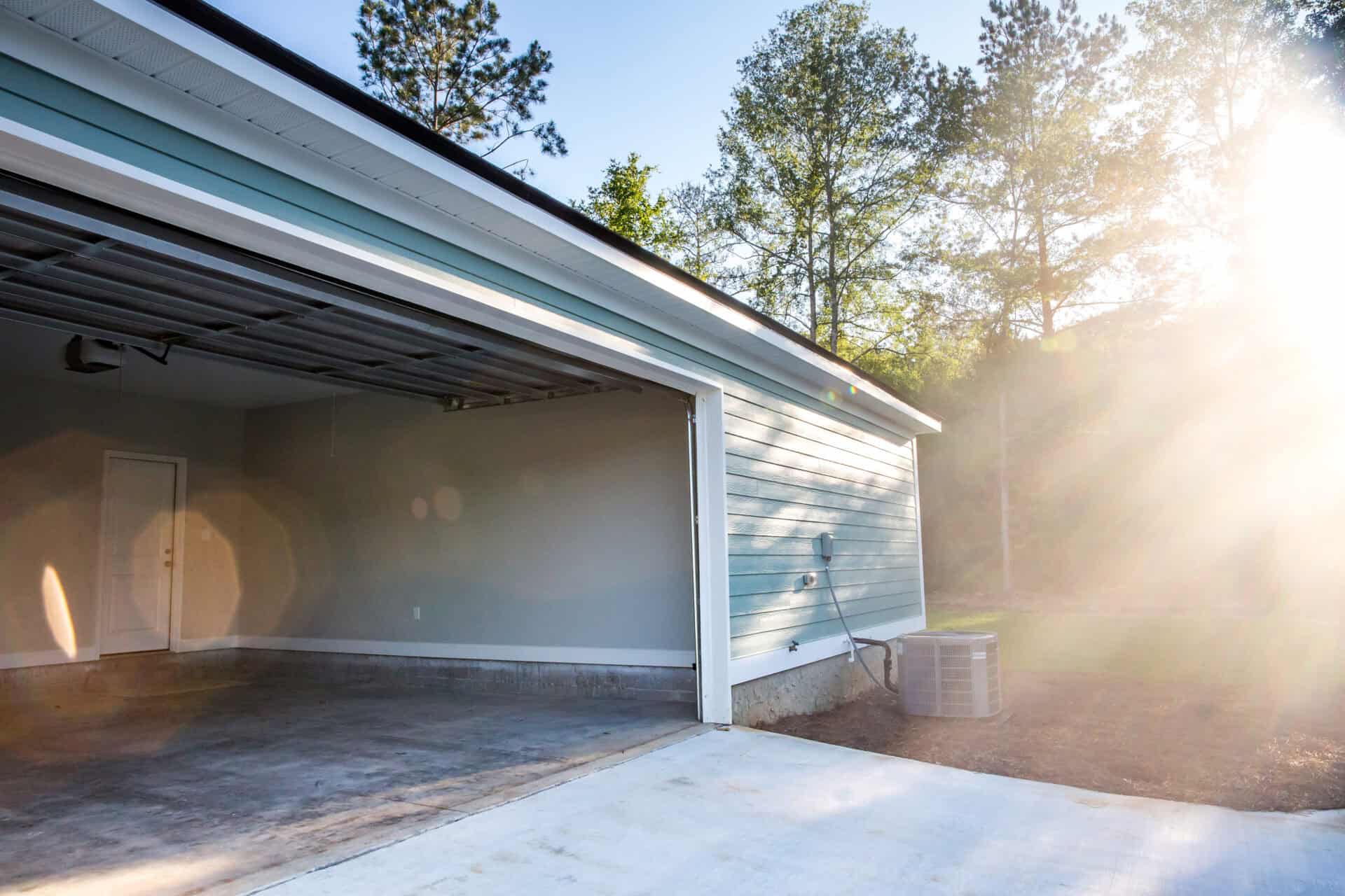 Open two-car garage ready for renovation